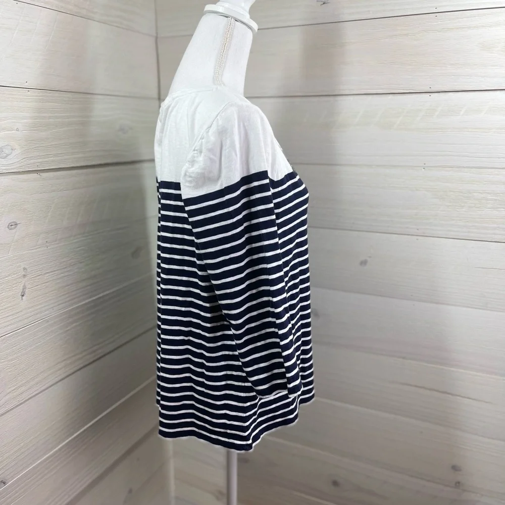 Talbots Striped and Floral Embellished Top XLP FREE SHIP - Picture 2 of 4